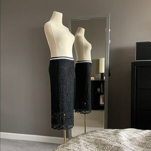 Ganni Black Lace Pencil Skirt